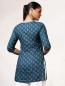 Preview: Cotton tunic, petrol blue with stylized leaf pattern print - back view